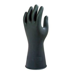 Luvas de proteção química em borracha de látex Preto Pesado G17K